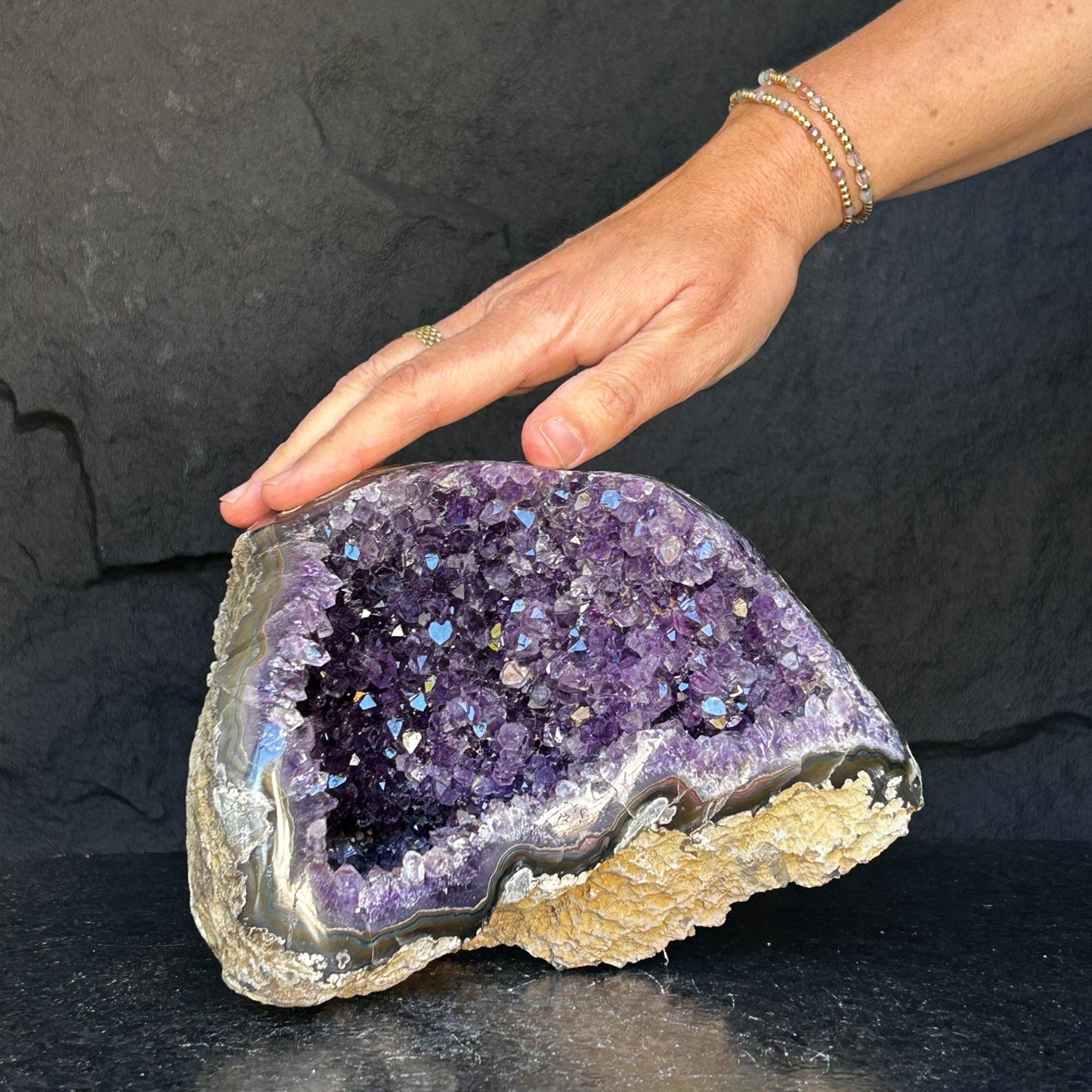 Amethyst Centerpiece Cave Geode with Agate Formations, Toptable Home Decor Crystal, High Quality Quartz Cluster from Uruguay