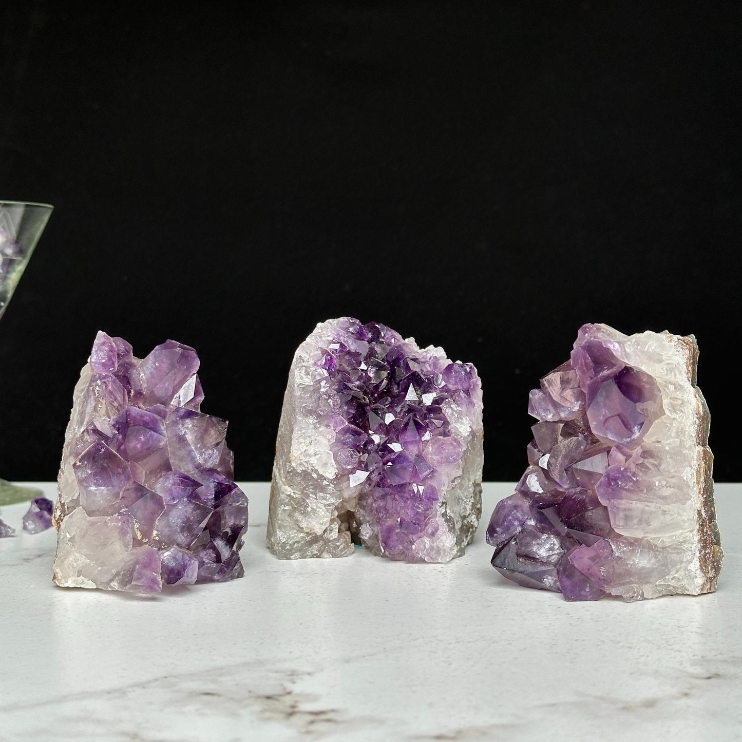 Amethyst geodes set on sale, Geode Crystals with Cut Base, 3 Lb set