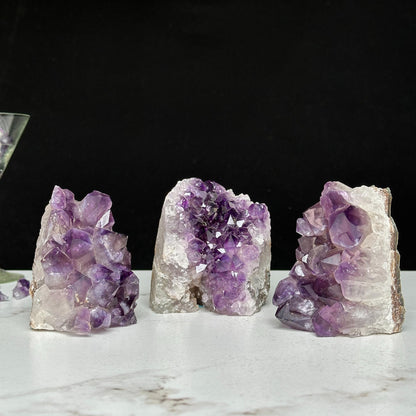 Amethyst geodes set on sale, Geode Crystals with Cut Base, 3 Lb set