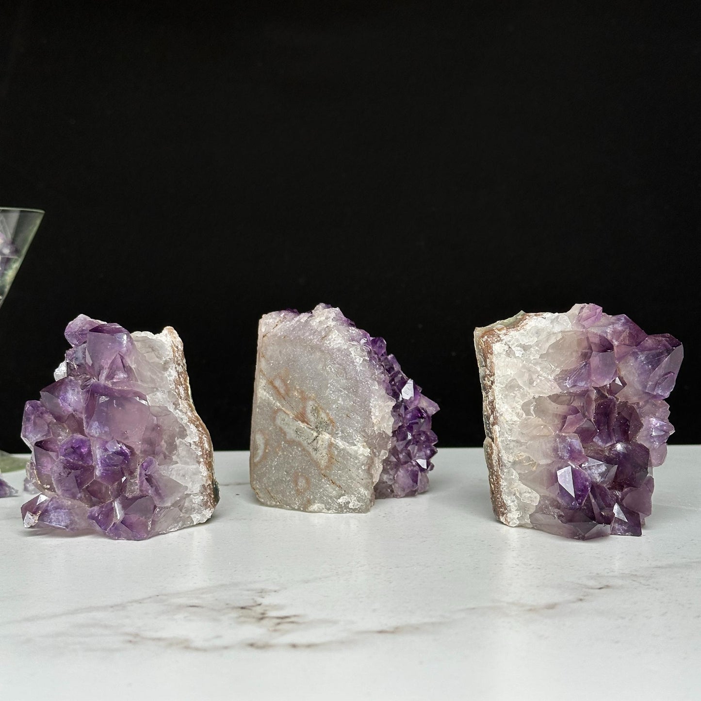 Amethyst geodes set on sale, Geode Crystals with Cut Base, 3 Lb set