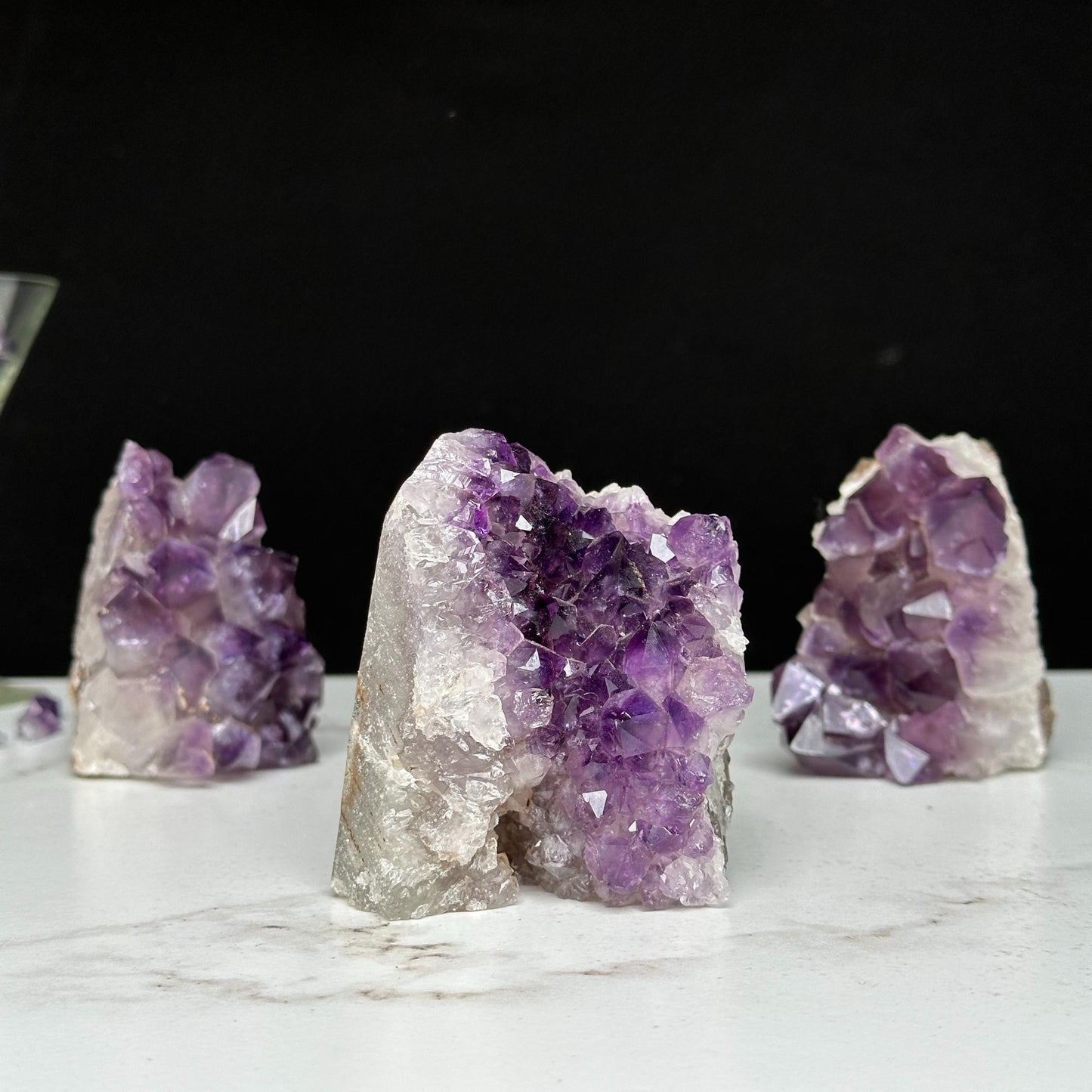 Amethyst geodes set on sale, Geode Crystals with Cut Base, 3 Lb set