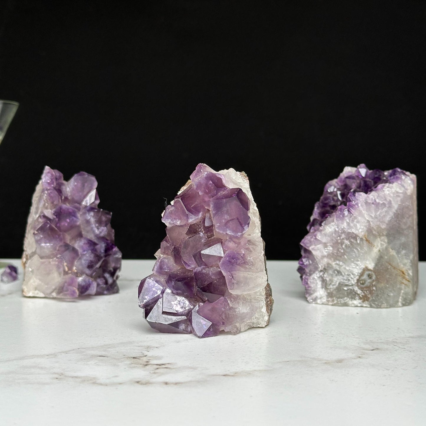 Amethyst geodes set on sale, Geode Crystals with Cut Base, 3 Lb set