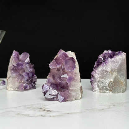 Amethyst geodes set on sale, Geode Crystals with Cut Base, 3 Lb set