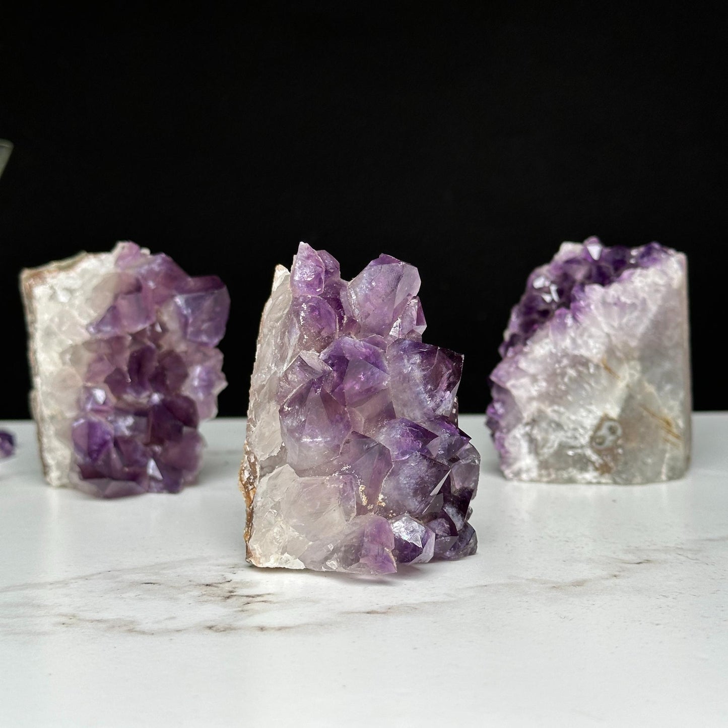 Amethyst geodes set on sale, Geode Crystals with Cut Base, 3 Lb set