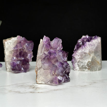 Amethyst geodes set on sale, Geode Crystals with Cut Base, 3 Lb set