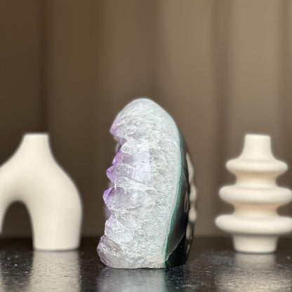 White Quartz Crystal Egg, Unique Amethyst Geode, Statement piece for collectors, Large Cave with  Agate formations