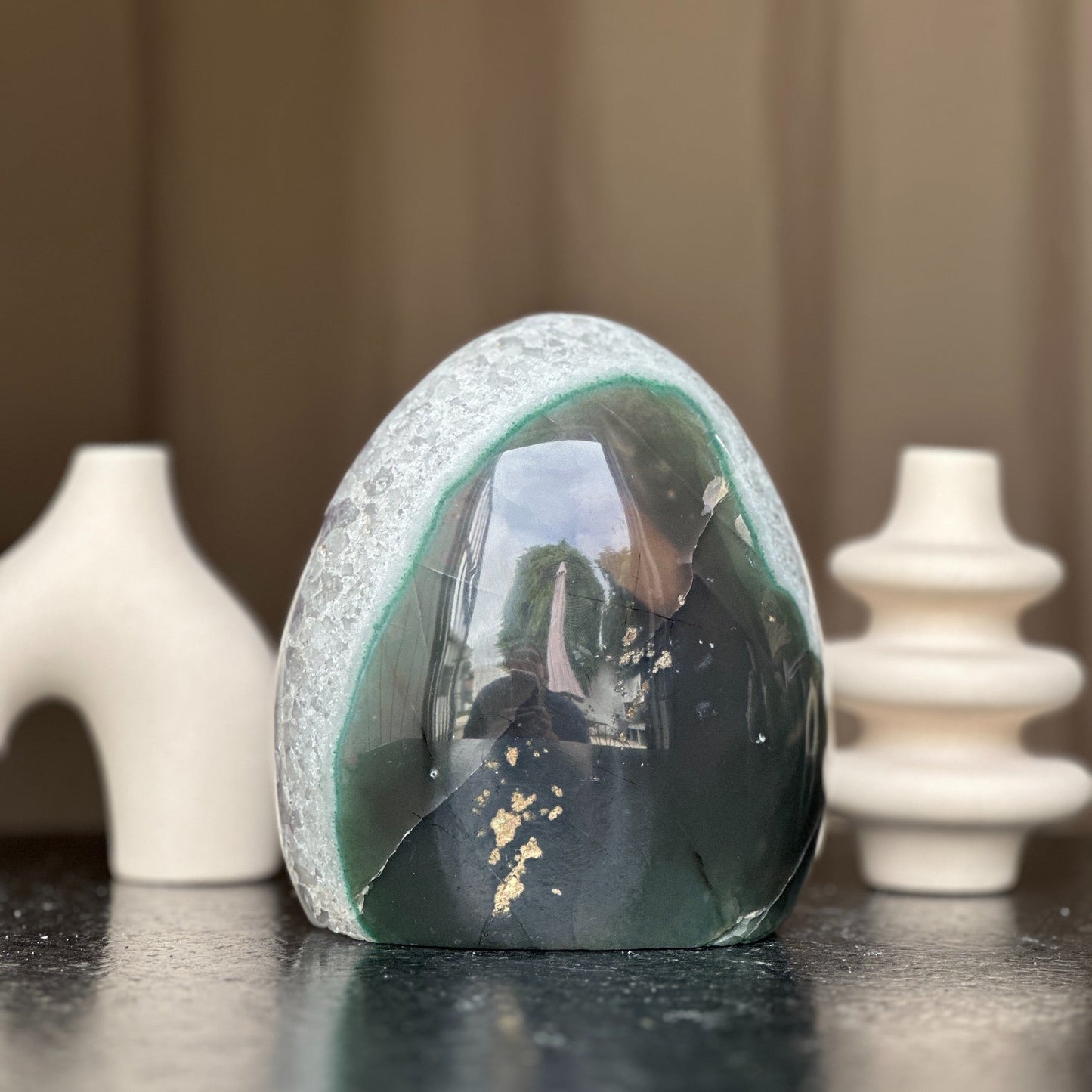 White Quartz Crystal Egg, Unique Amethyst Geode, Statement piece for collectors, Large Cave with  Agate formations