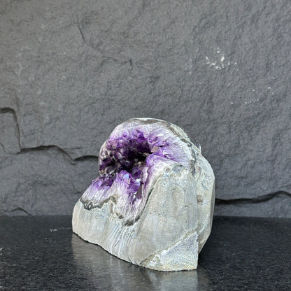 Superb Crystal Geode, Large Cave, Amethyst Crystal for collectors, 5 in Tall Full polished stone, Stunning decor AAA Crystal