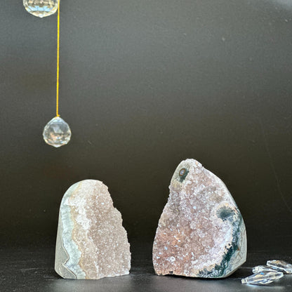 Rainbow amethyst set, Cathedral galaxy amethyst, druzy crystals, sugar amethyst set of 2