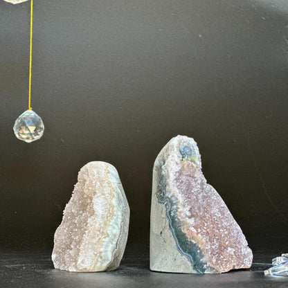 Rainbow amethyst set, Cathedral galaxy amethyst, druzy crystals, sugar amethyst set of 2