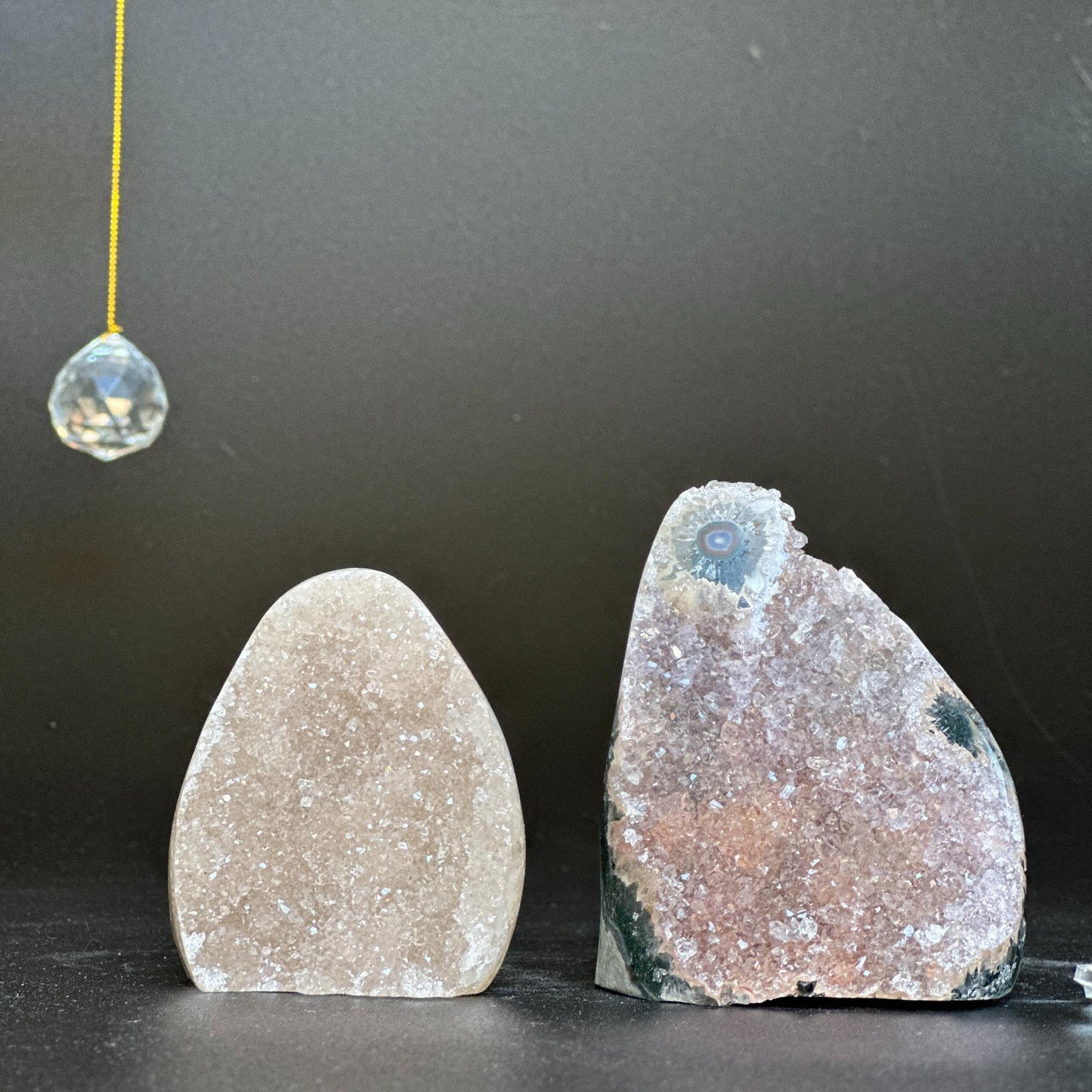 Rainbow amethyst set, Cathedral galaxy amethyst, druzy crystals, sugar amethyst set of 2