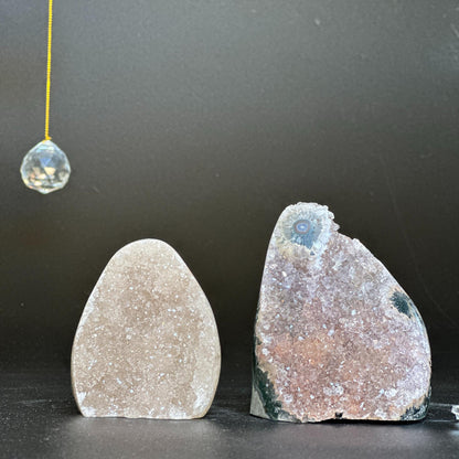 Rainbow amethyst set, Cathedral galaxy amethyst, druzy crystals, sugar amethyst set of 2