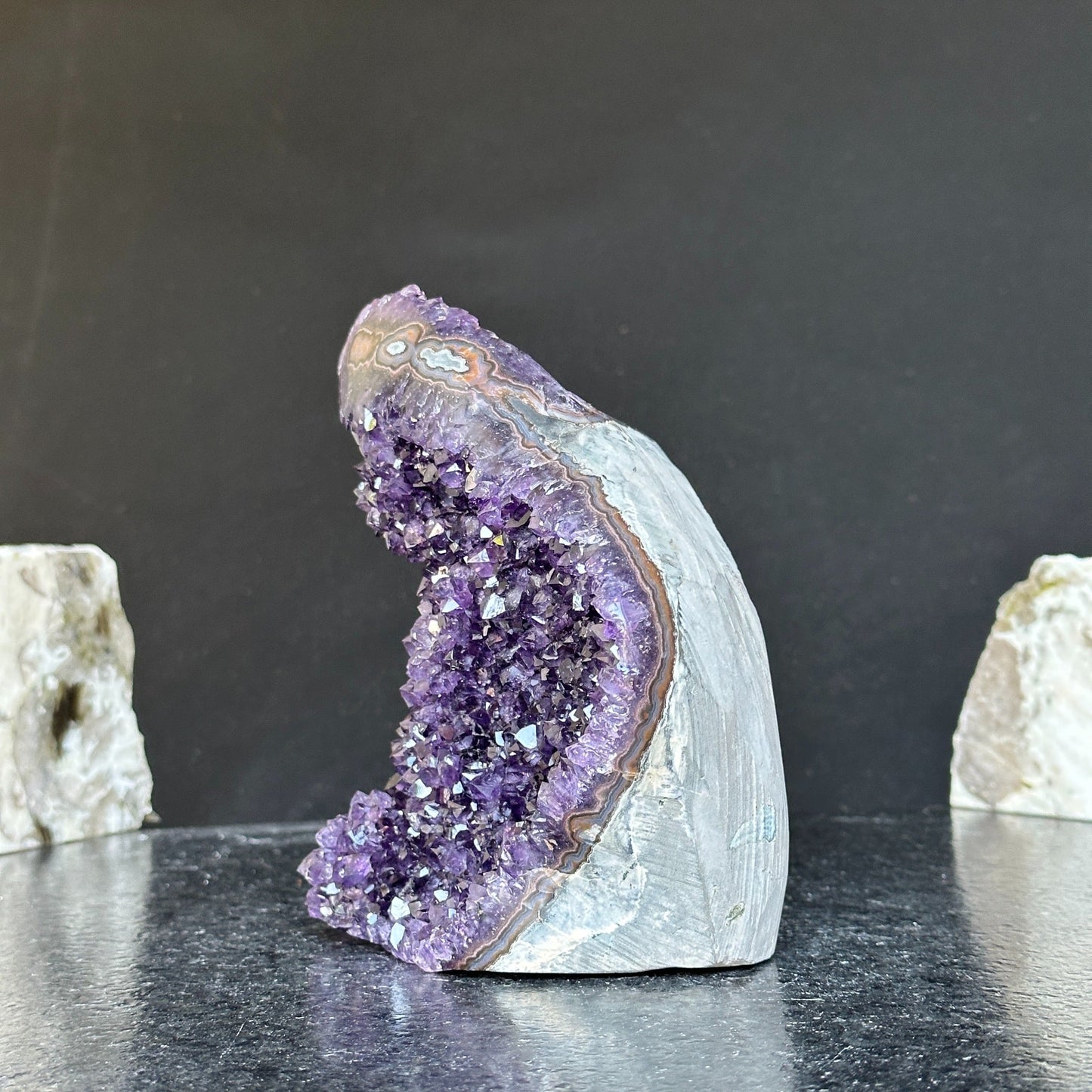 Amethyst Formation for collectors, Rare Crystal Geode with stalactite eyes, Outstanding quality amethyst 8 in tall