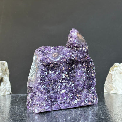 Amethyst Formation for collectors, Rare Crystal Geode with stalactite eyes, Outstanding quality amethyst 8 in tall