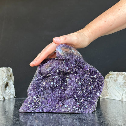 Amethyst Formation for collectors, Rare Crystal Geode with stalactite eyes, Outstanding quality amethyst 8 in tall
