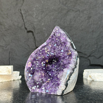 Decorating with crystals, amethyst flame
