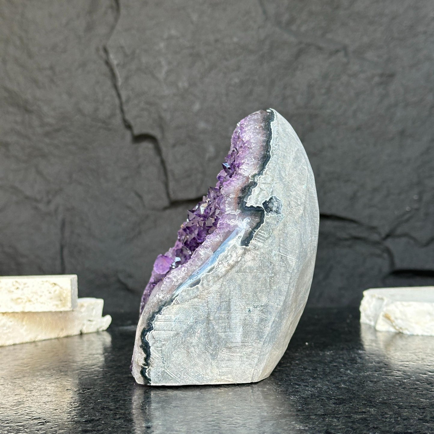 Decorating with crystals, amethyst flame
