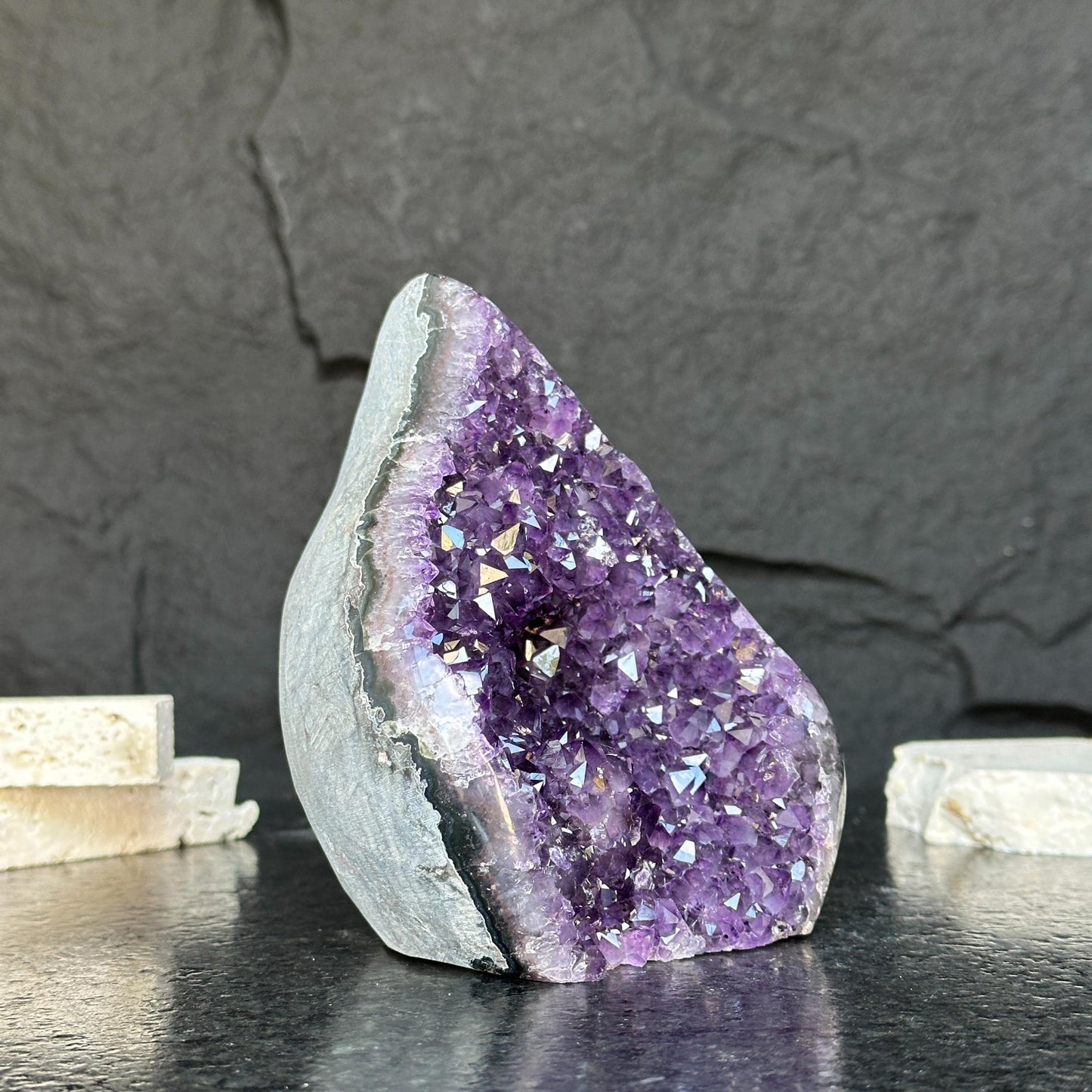 Decorating with crystals, amethyst flame