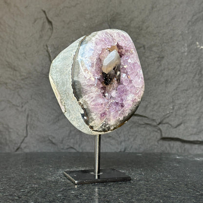 Amethyst Geode with Stand for collectors, A quality amethyst stone from Uruguay