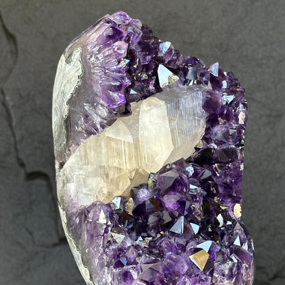 Huge and Rare Find Crystal Formations, Huge and Rare Find Crystal Formations, Amethyst Geode with large points, calcite and quartz Stone, Crystal piece with Stand
