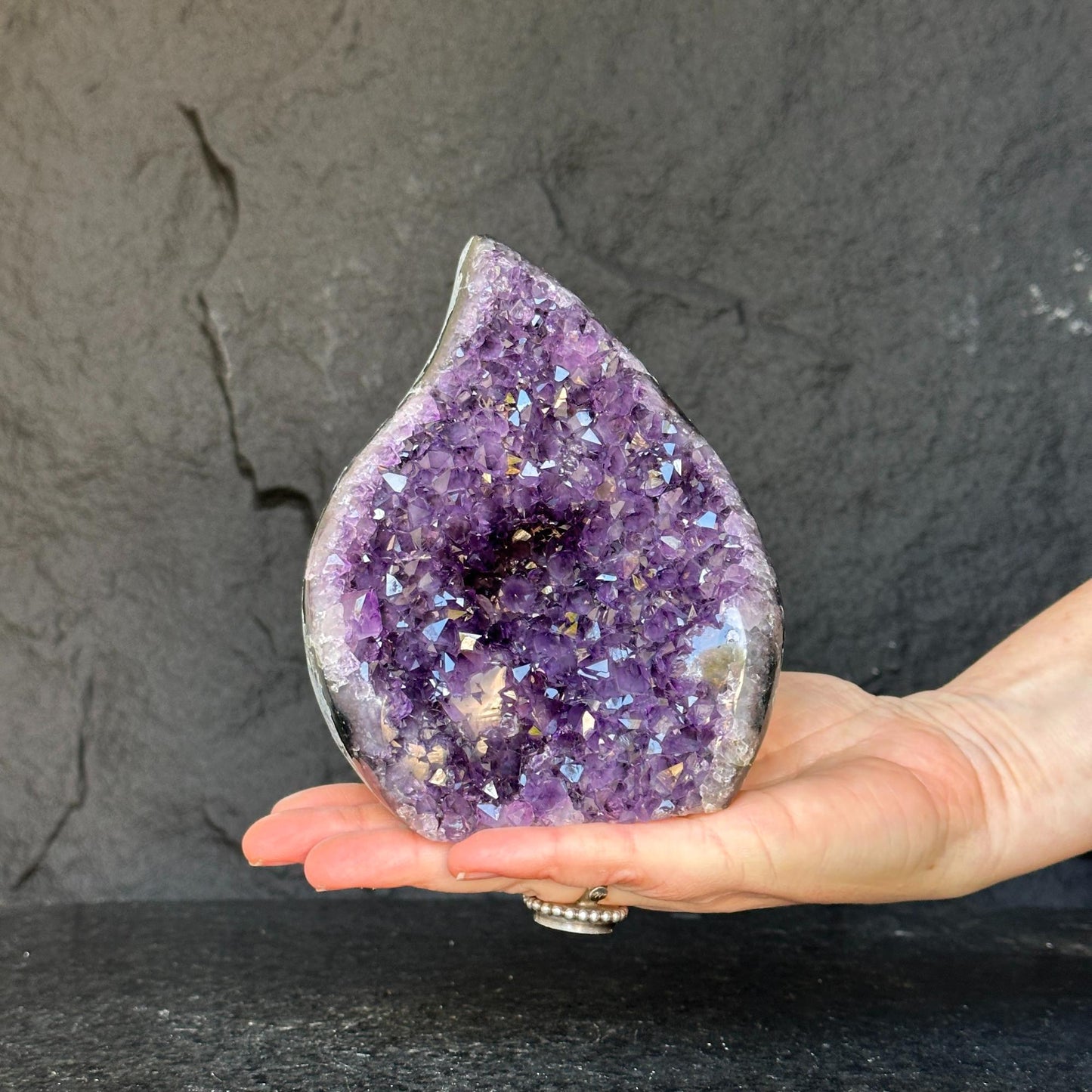 Decorating with crystals, amethyst flame
