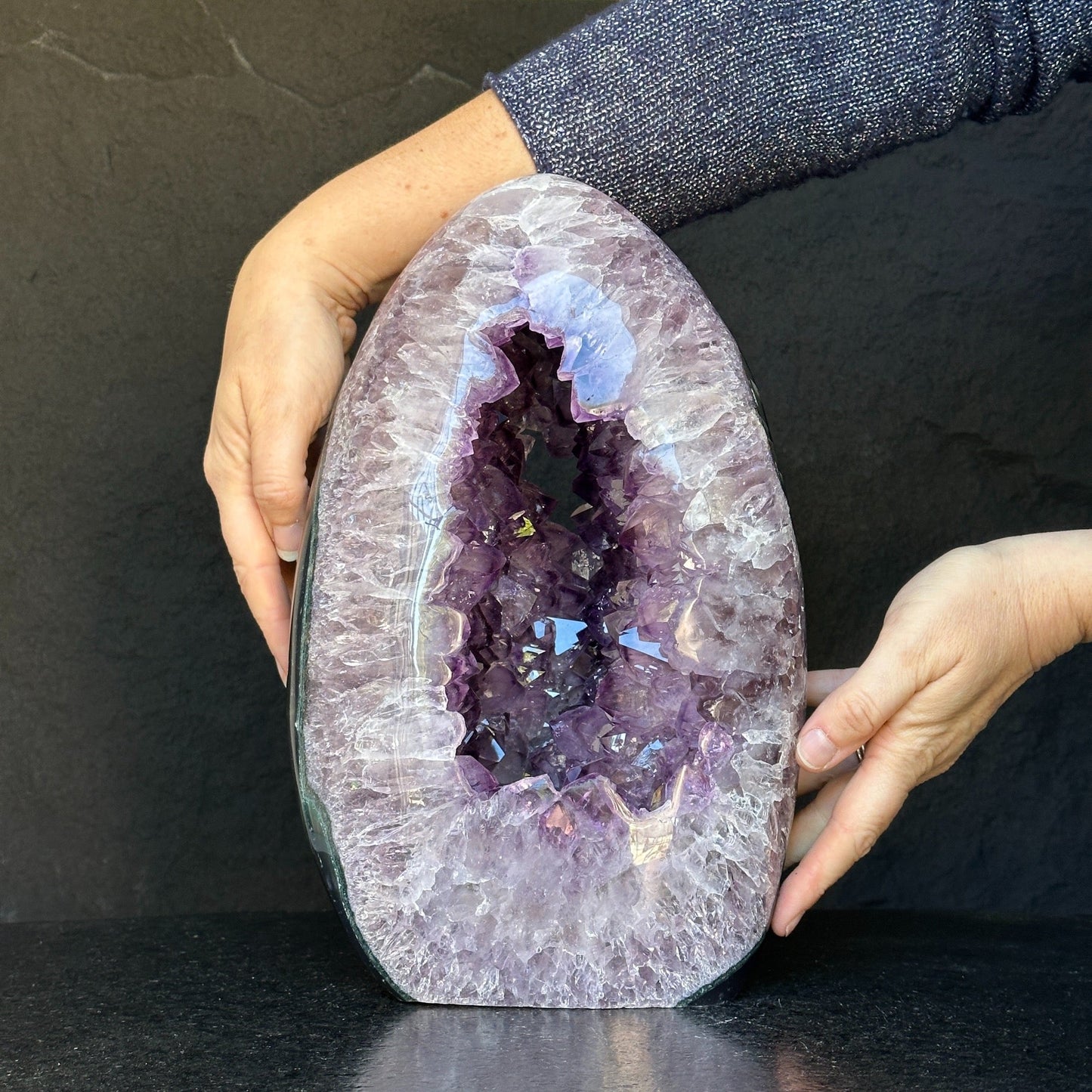 Uruguayan Amethyst and Quartz Cave, Natural Geode, 12 inches Amethyst crystal