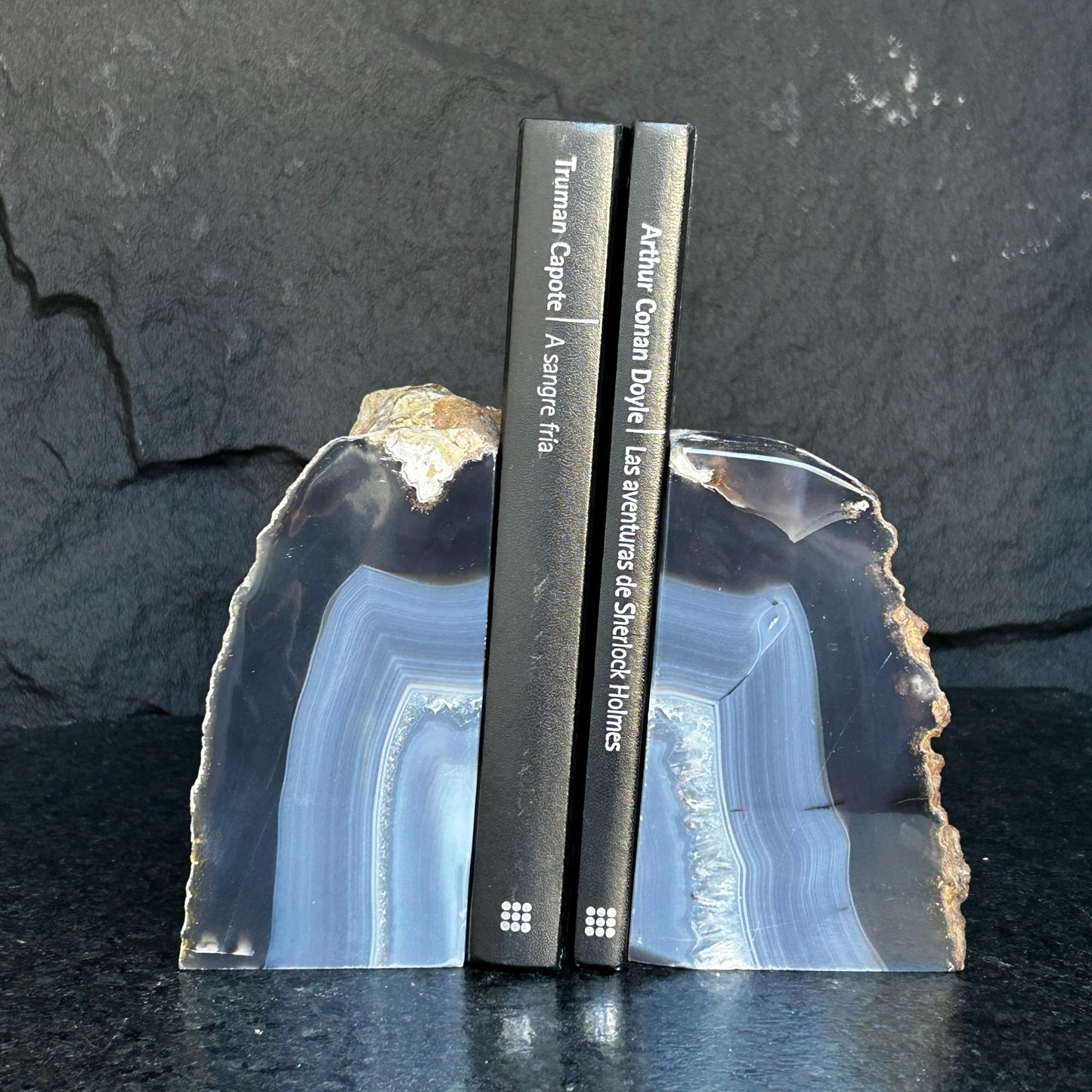 Natural Agate Crystal Bookends, Incredible Polished Stones, Premium quality crystals, extra large geode bookends for decor