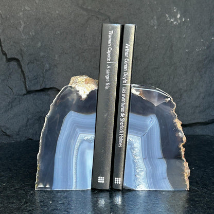 Natural Agate Crystal Bookends, Incredible Polished Stones, Premium quality crystals, extra large geode bookends for decor