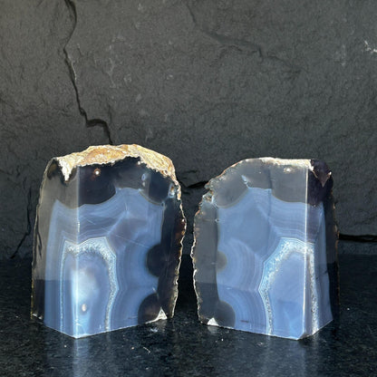 Natural Agate Crystal Bookends, Incredible Polished Stones, Premium quality crystals, extra large geode bookends for decor
