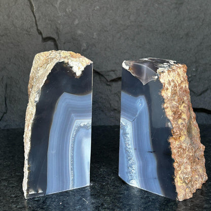 Natural Agate Crystal Bookends, Incredible Polished Stones, Premium quality crystals, extra large geode bookends for decor