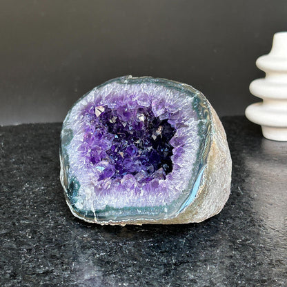 Amethyst and agate geode, amethyst crystal geode