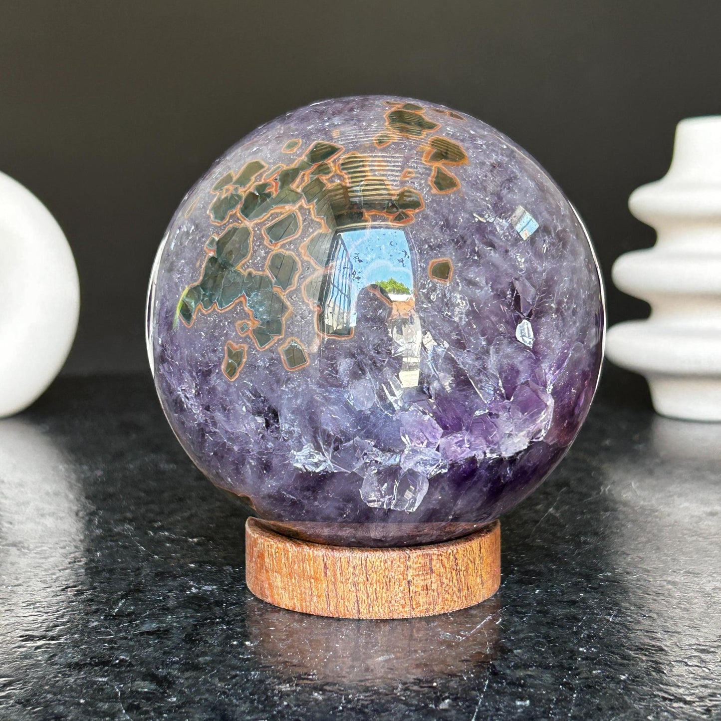Amethyst Sphere with Agate formations