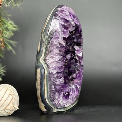 Extra Large Amethyst Geode Cave, Oval shaped Full polished stone, Stunning decor piece, Giant Crystal