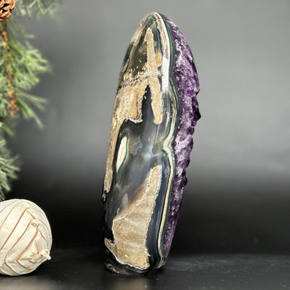 Extra Large Amethyst Geode Cave, Oval shaped Full polished stone, Stunning decor piece, Giant Crystal