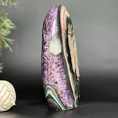 Extra Large Amethyst Geode Cave, Oval shaped Full polished stone, Stunning decor piece, Giant Crystal