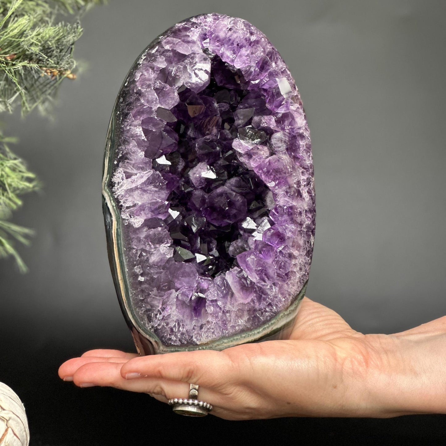 Extra Large Amethyst Geode Cave, Oval shaped Full polished stone, Stunning decor piece, Giant Crystal