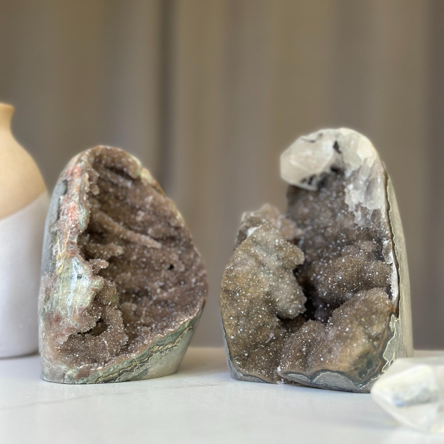 Free Form Crystal Stone SET, AAA quality rare amethyst crystal, goede with beautiful microcrystal formations and calcite