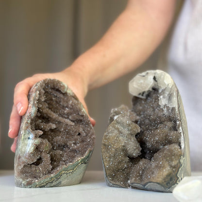 Free Form Crystal Stone SET, AAA quality rare amethyst crystal, goede with beautiful microcrystal formations and calcite