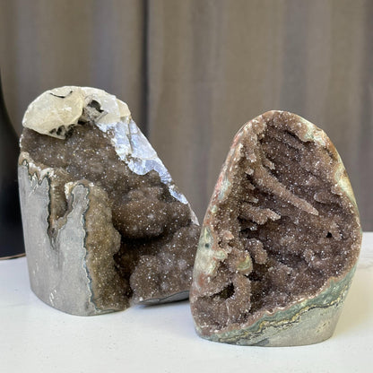 Free Form Crystal Stone SET, AAA quality rare amethyst crystal, goede with beautiful microcrystal formations and calcite