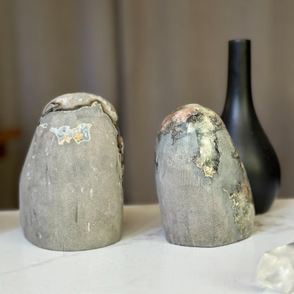 Free Form Crystal Stone SET, AAA quality rare amethyst crystal, goede with beautiful microcrystal formations and calcite