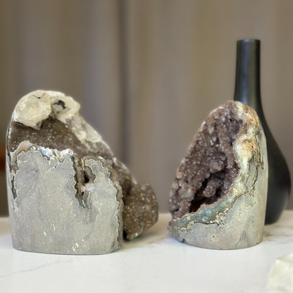 Free Form Crystal Stone SET, AAA quality rare amethyst crystal, goede with beautiful microcrystal formations and calcite