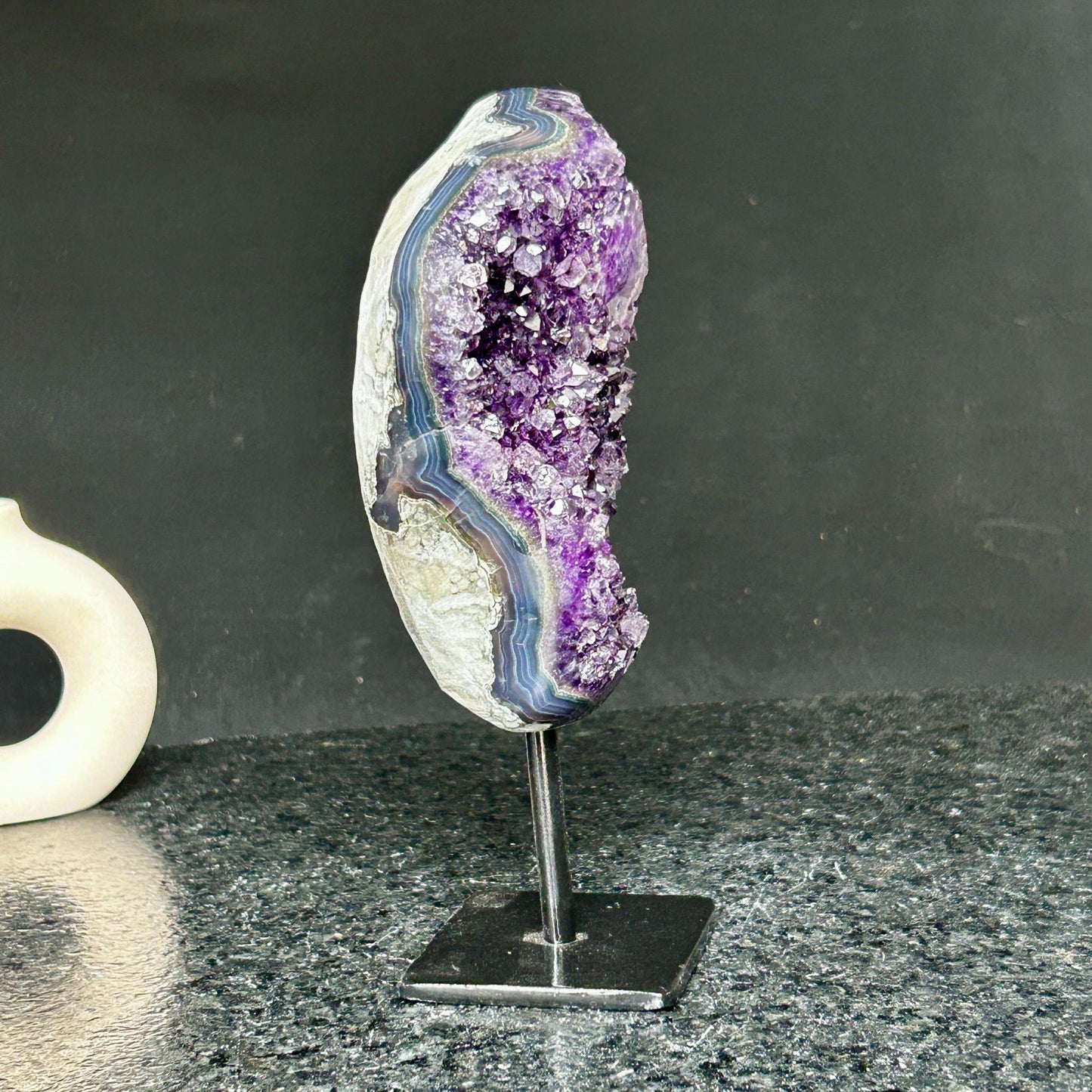 Incredible Crystal with Display Stand, Large Quartz, Amethyst geode on stand