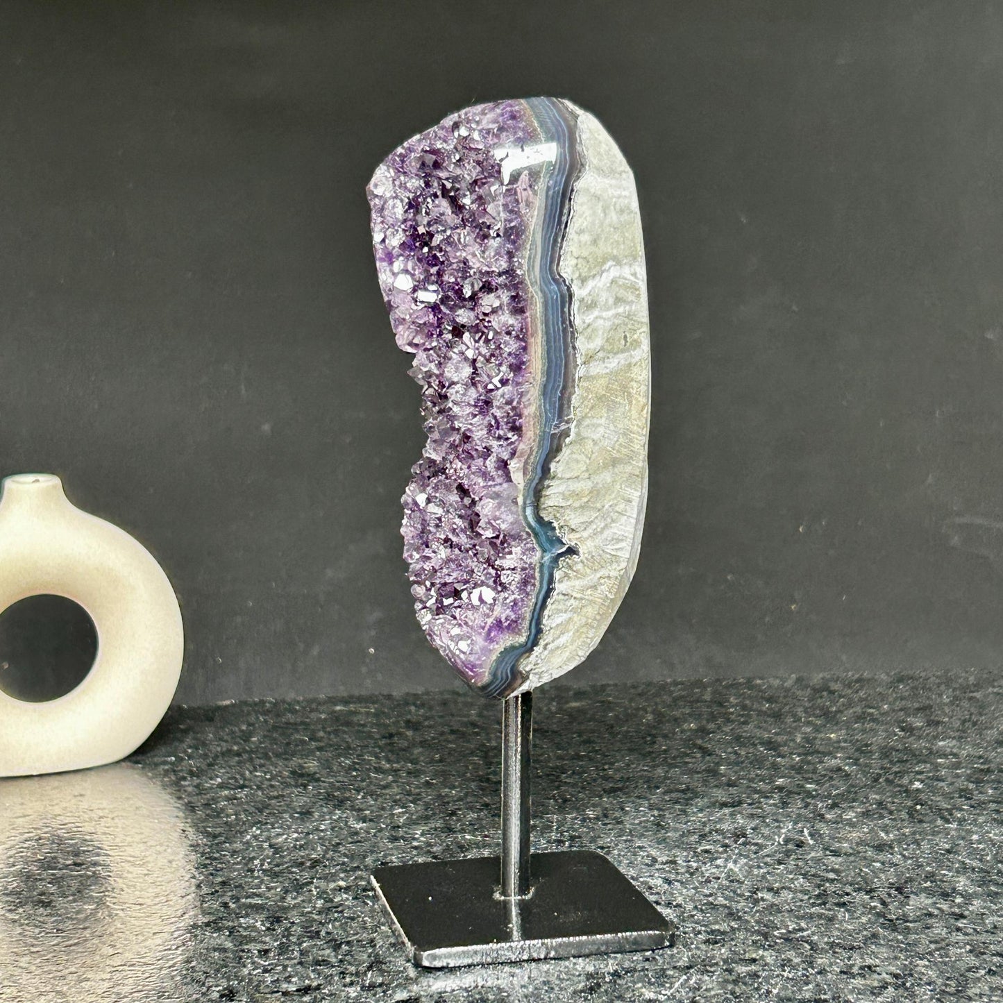 Incredible Crystal with Display Stand, Large Quartz, Amethyst geode on stand