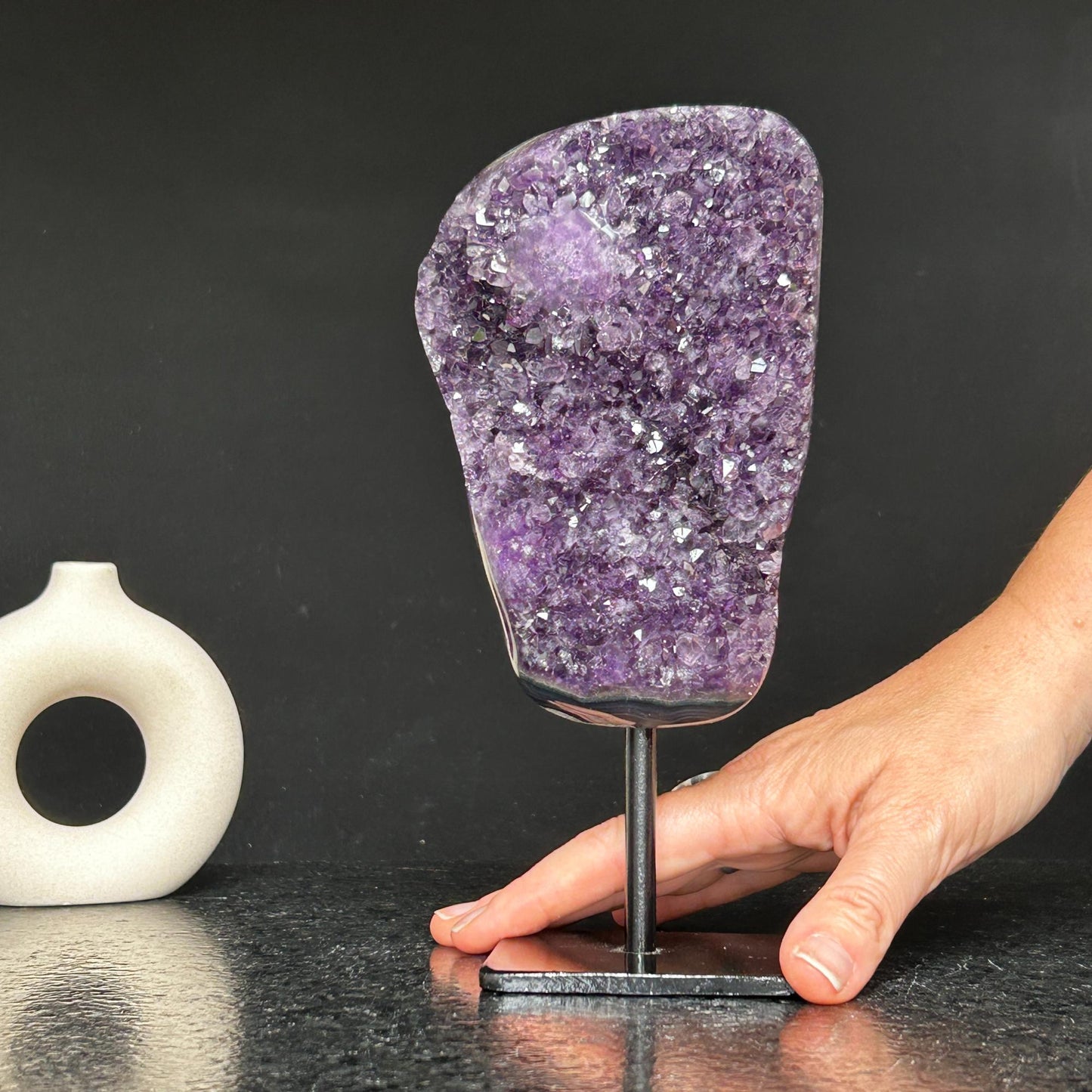 Incredible Crystal with Display Stand, Large Quartz, Amethyst geode on stand