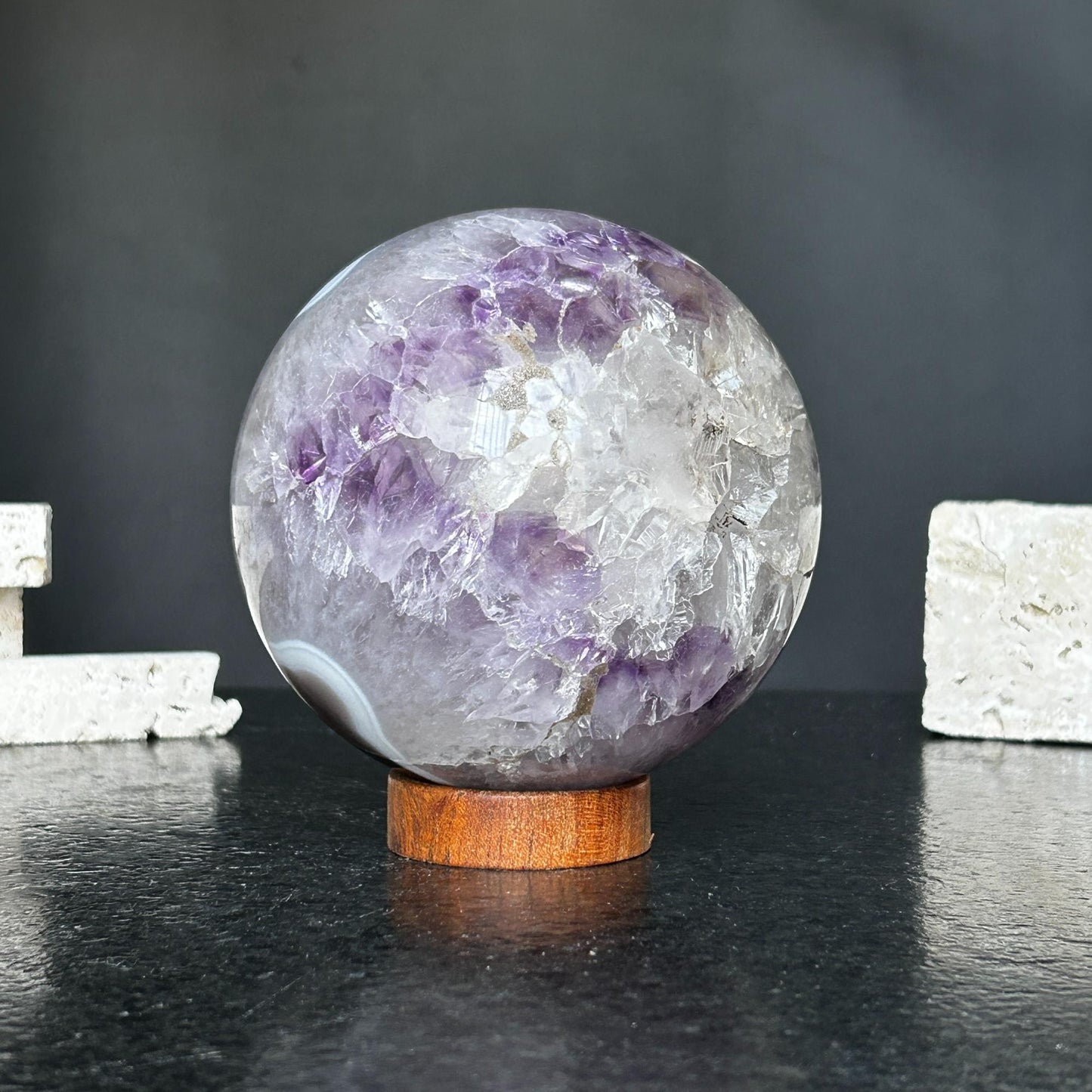 Amethyst and Agate Sphere, Open Crystal ball