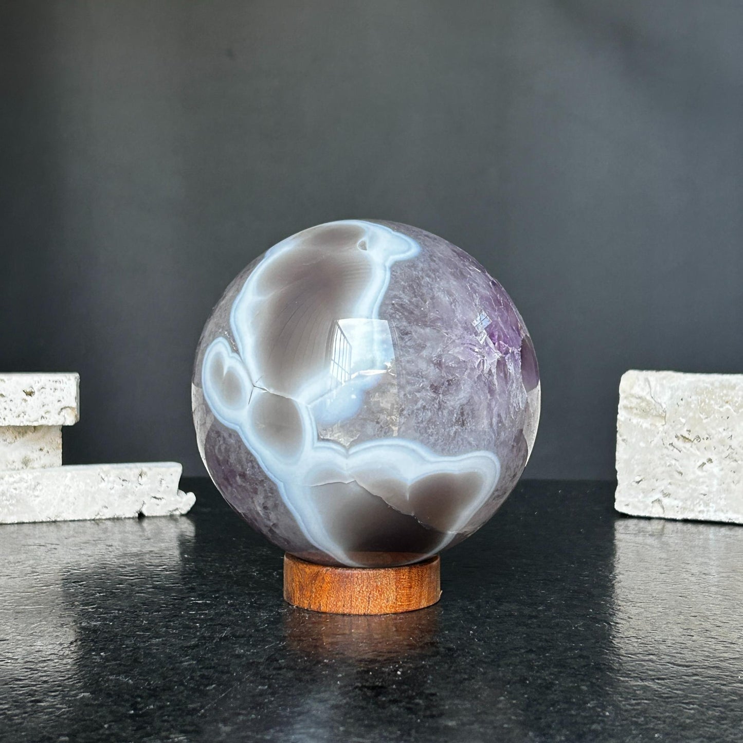 Amethyst and Agate Sphere, Open Crystal ball