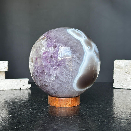 Amethyst and Agate Sphere, Open Crystal ball