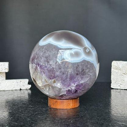 Amethyst and Agate Sphere, Open Crystal ball