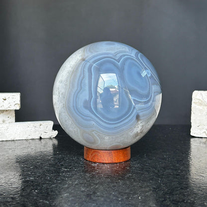 Quartz sphere with agate layers, Crystal Ball 4 Lb, Large Agate sphere, Top quality crystal ball