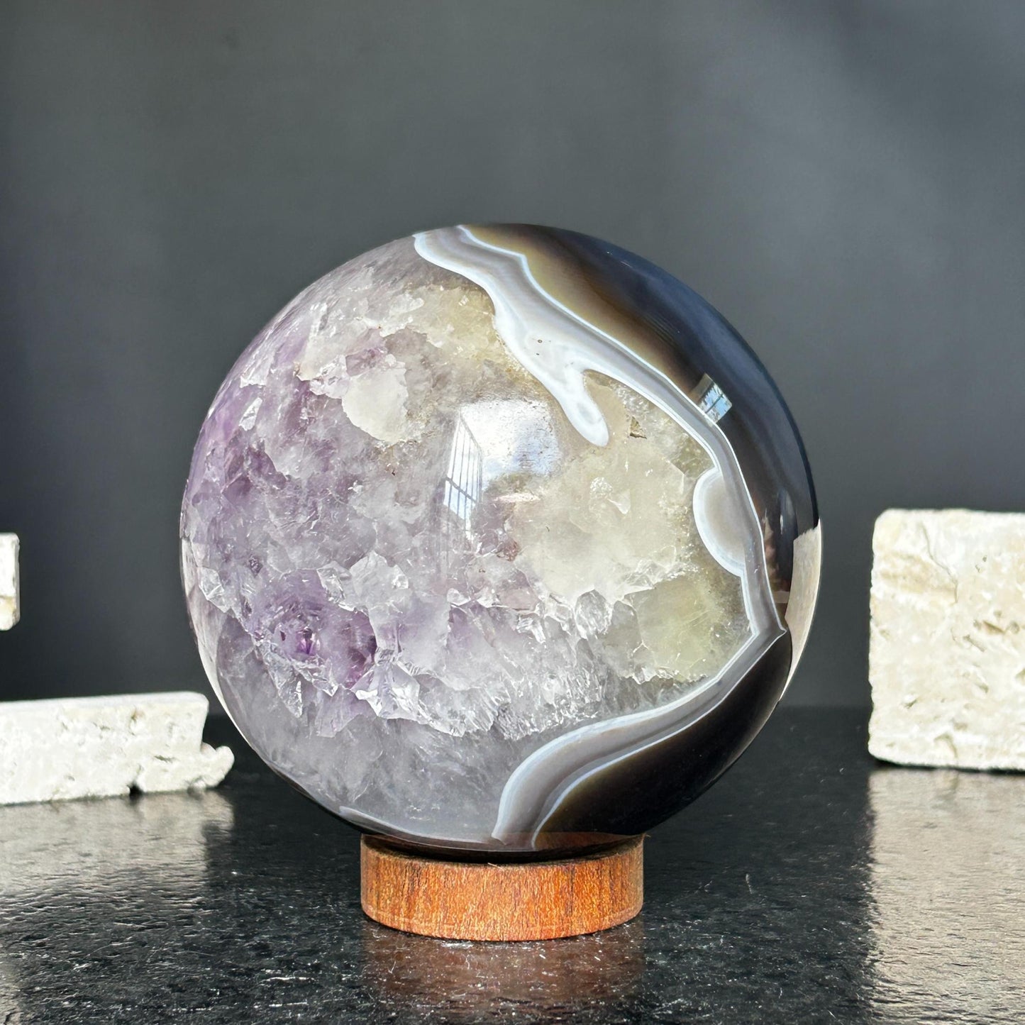 Amethyst and Agate Sphere, Open Crystal ball
